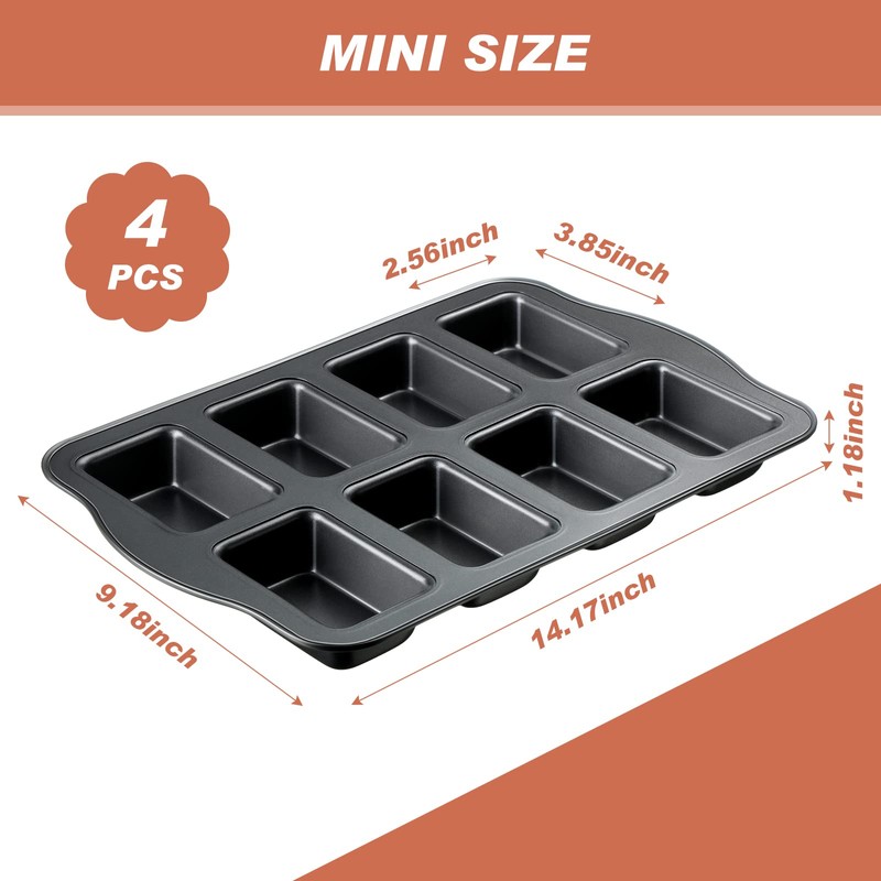 Yinder 4 Pcs Mini Loaf Pan, Carbon Steel with Non-Stick