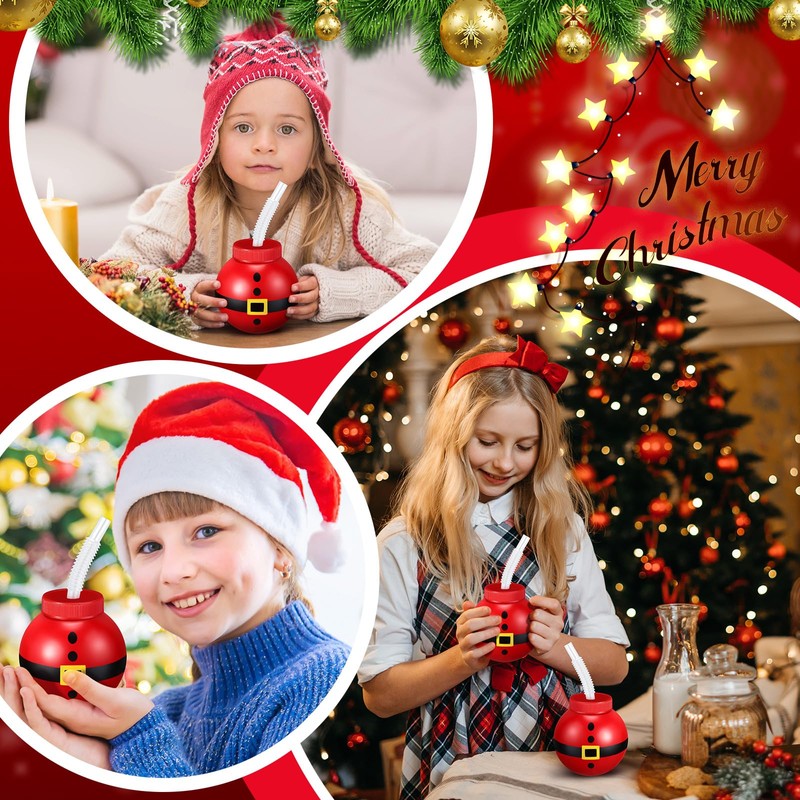 Sliner 12 Pcs Christmas Santa Bulb Cups with Lid and