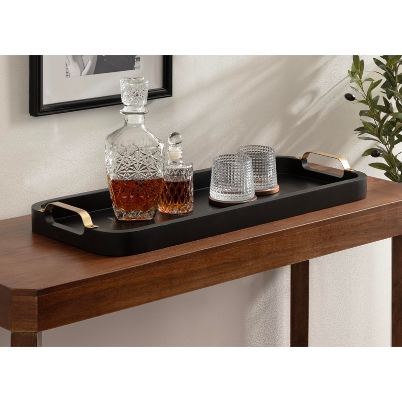 Kate and Laurel Farson Modern Decorative Wood Rectangle Tray with