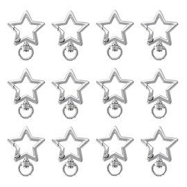 12 Pcs Star Carabiner Keychain, Y2K Silver Metal Keychain Accessories