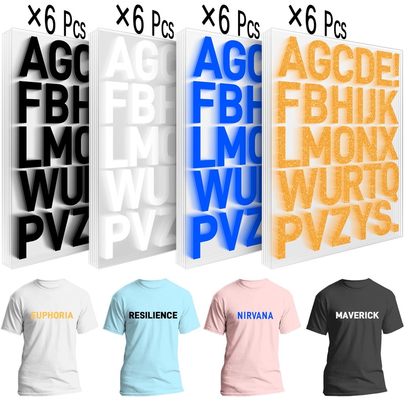 24 Sheets 624 pcs Iron on Letters, Heat Transfer Iron-On