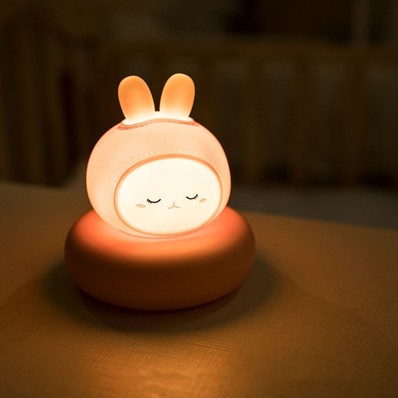 Rabbit Night Light Soft Light Rechargeable Cute Tap Control Nursery