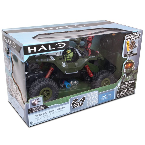 NKOK Halo Infinite RC: UNSC Warthog Rock Hog - Rock Climber, Master Chief & Spartan, 2.4 GHz Radio Control Vehicle