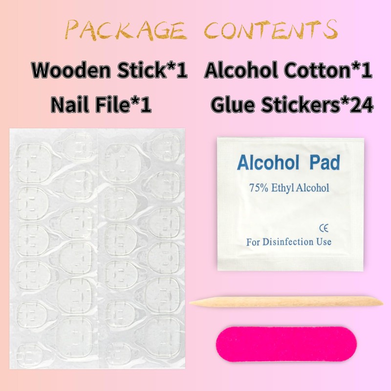 Gold Press on Nails Short Almond Fake Nails with 3D