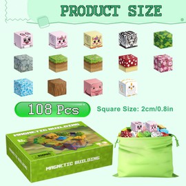 SCBOY 108 Stück Magnetische Bausteine Magnetbausteine für Kinder ab 3 Junge und Mädchen (2CM)