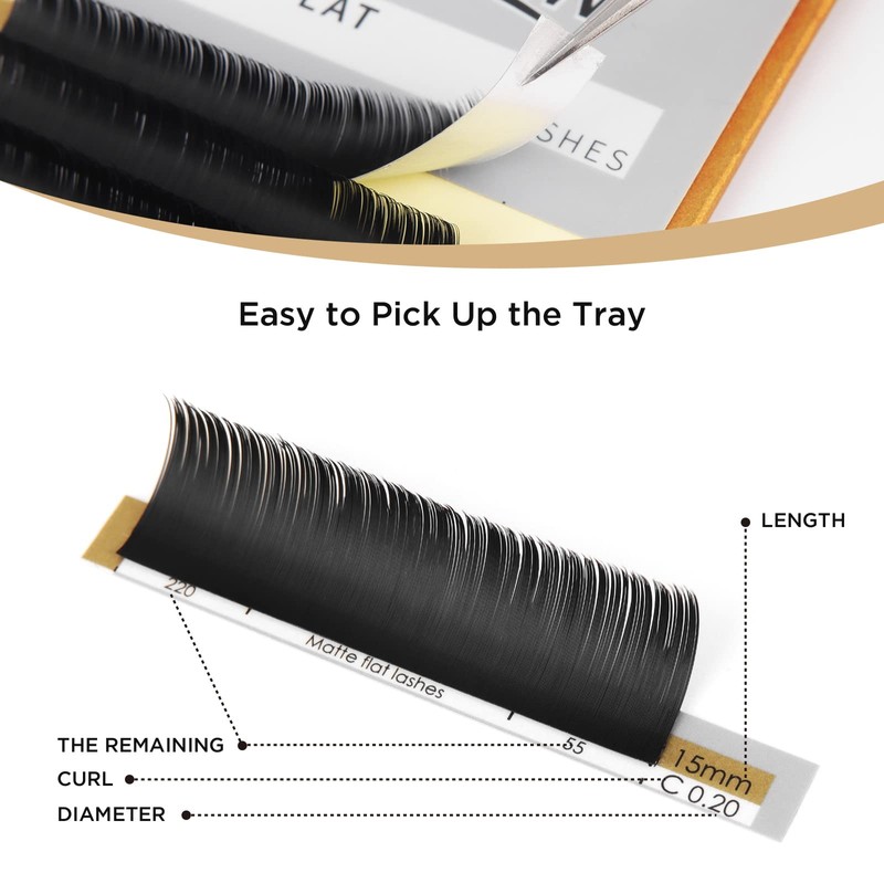 LASHVIEW Eyelash Extensions,Individual Lashes,Ellipse Eyelash Extensions 0.20mm M Curl 8mm