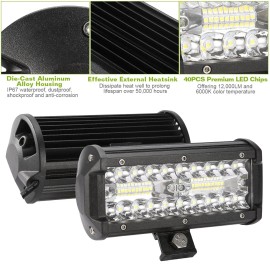 120W 12000LM Black LED Work Light Bar 7in Pods Model D0100HP1RNA for Offroad Driving Truck-Waterproof Fog Light Spot Flood BeamColor: Black Color