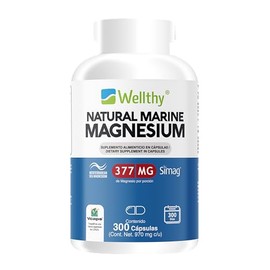 Wellthy Magnesio Marino Frances 300 Cpsulas con Sello SIMAG de autenticidad. 10 Meses de Consumo, 377mg, VCaps Cpsulas Veganas. La Ms Alta...         