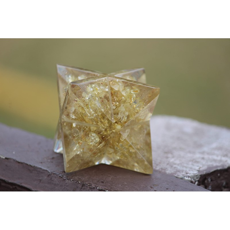 Prajet Crystal Citrine Orgone Merkaba 4 Inch Natural Citrine Large