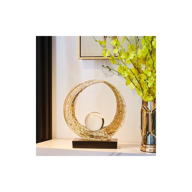 Estatua de resina dorada abstracta, decoración para el hogar