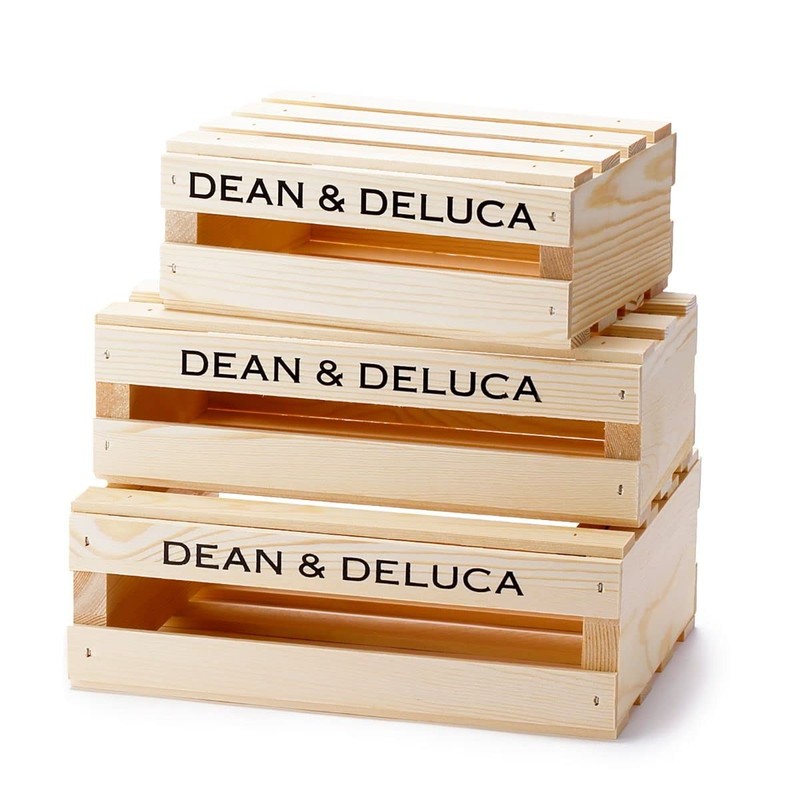 DEAN&DELUCA Wooden Crate Box, Small, Storage Case, Wooden Lid, Simple,
