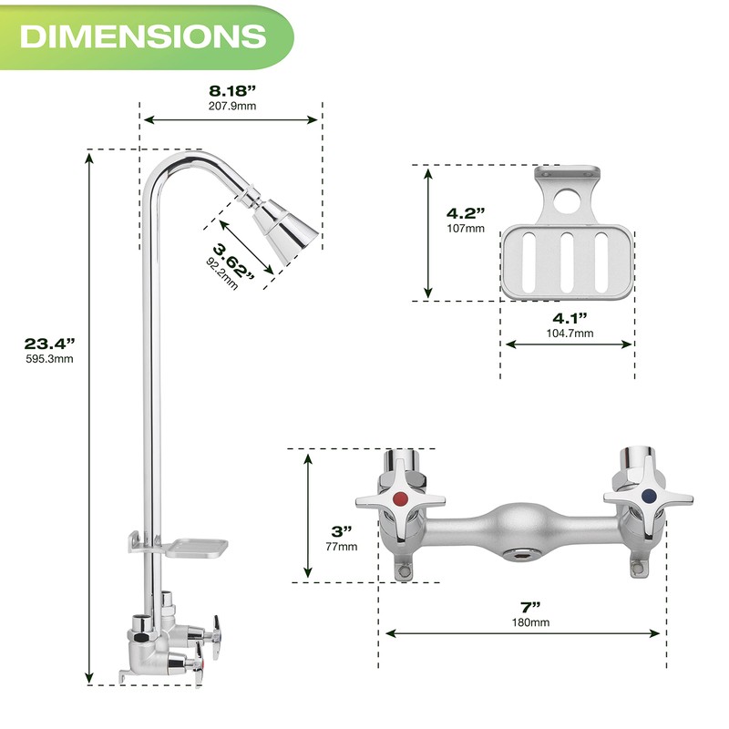 Homewerks 3070-252-BN-B-WS Outdoor Shower Kit with Soap Dish, Corrosion, Rust