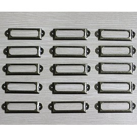 WEICHUAN 100 Pieces 60mm*17mm Card Holder Drawer Pull/Label Holders/Label Frames Card/Label Holder Modern Label Holders -Antique Bronze Tone Metal Art with Screws