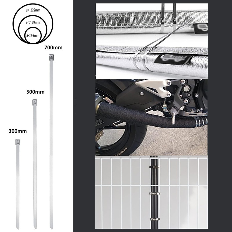 Pack of 110 Stainless Steel Cable Ties, 300 x 4.6