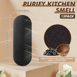 Dualshine 15 Pack Ceiling Fan Filters for Blades, Universal Ceiling Fan Filters, Activated Coconut Shell Carbon Air Purifiers for Office, Kitchen, Common Household Contaminants