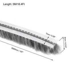 sourcing map Brush Weather Stripping, 5M/16.4Ft Card Slot Seal Strip Pile Weatherstrip Door Sweep Brush for Door Window W Silicon Sheet, 7x8mm/WxH