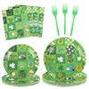 200Pcs St Patrick's Day Party Plates Supplies,Green Shamrock Paper Plates,Napkins,and