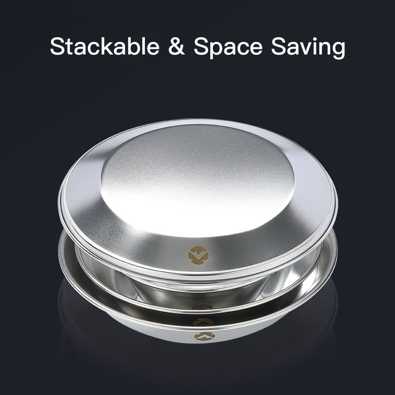 8pcs Stainless Steel Plates and Bowls Set Camping Dinner Dish