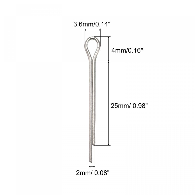 sourcing map Split Cotter Pin, 2mm x 25mm Stainless Steel