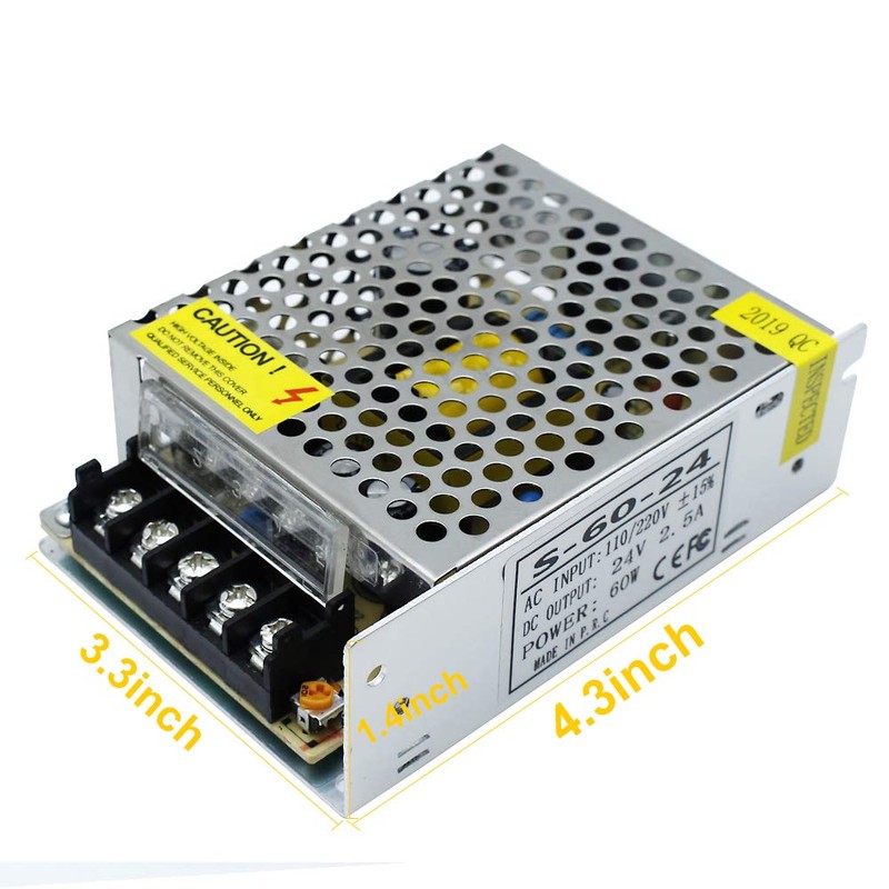 inShareplus 24V 2.5A 60W, DC Universal Regulated Switching Power Supply,