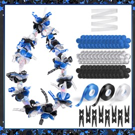 Unittype 6 Sets 2025 Graduation Candy Lei Making Kit DIY Lei Netting Tubing Include 5 ft Mesh Bag 3 Rolls of 98 ft Ribbon 216 Pcs Flower Pieces for Grad Party Supplies(Blue, Silver Gray, Black)