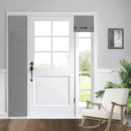 WdFour Side Door Curtains for Door Window, Room Darkening Solid Color Door Window Covering for Glass Door, Front Door Sidelight Curtain Tie up Shade 12W x 70L Inch Light Gray 1 Panel