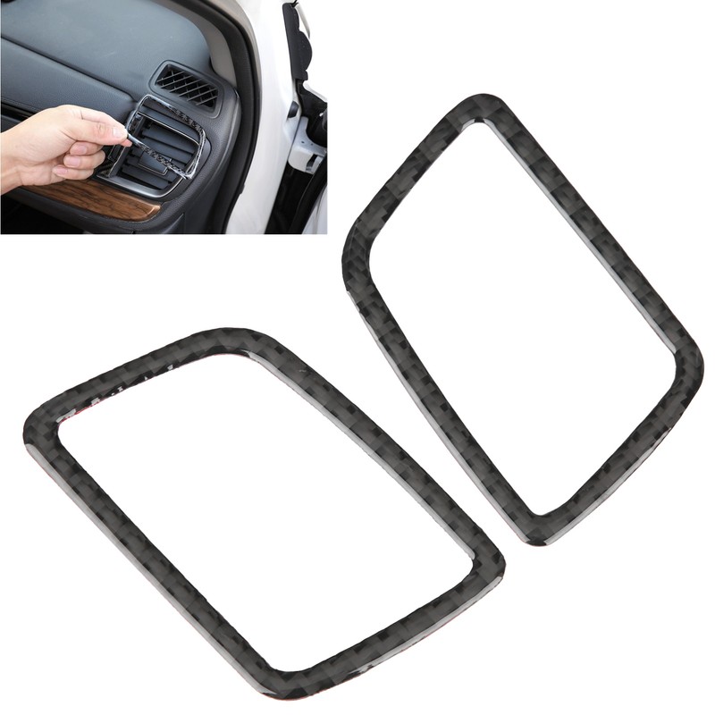 2pcs Carbon Fiber Dashboard Air Vent Cover Trim Paste Installation