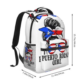 KOSUES Puerto Rican Woman Messy Bun Laptop Backpacks Double Shoulder Laptop Pack Bag Daypack Back Pack Bags Rucksack Computer Bag with Side Pockets Front Zipper Pockets For Commutes Travel