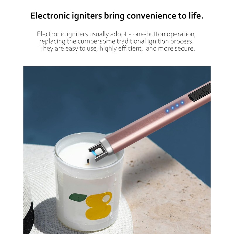 Futratrix Electric Candle Lighters Arc Windproof Flameless USB Rechargeable Lighter