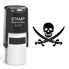 stampexpression - Skull and Crossbones Self Inking Rubber Stamp - Black Ink (A-60584)