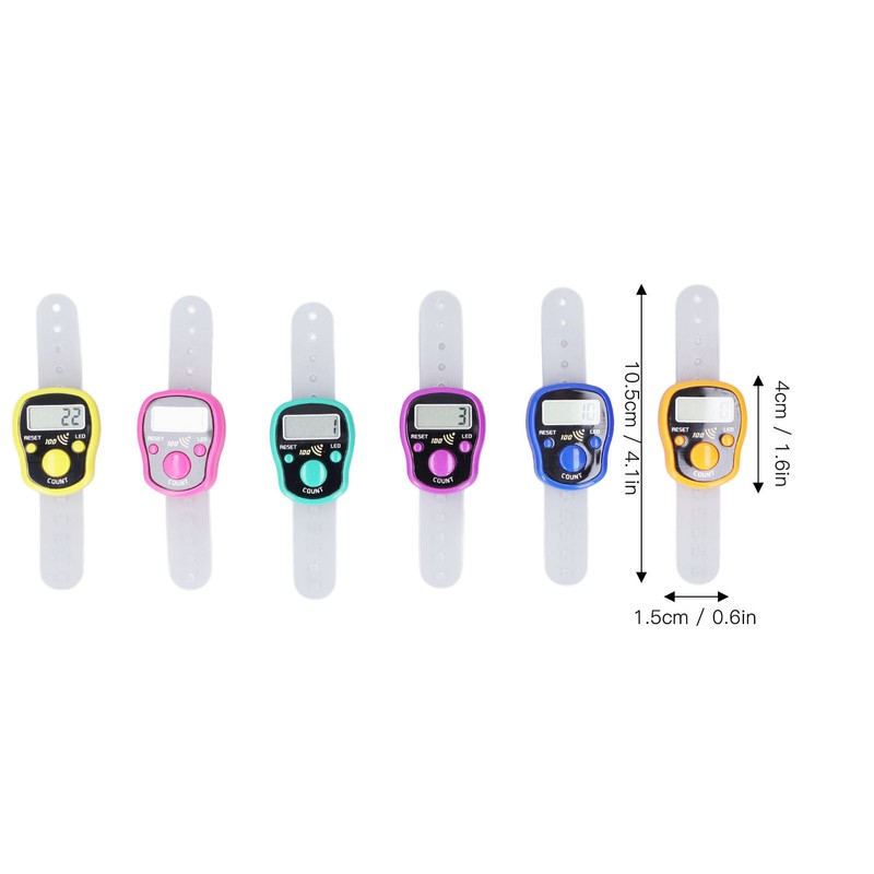 6 Pcs Electronic Finger Counter Portable Lightweight Adjustable Ring Clicker