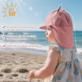 Durio Unisex Children's Peaked Cap with Neck Protection Baby Sun Hat UV SPF50+ with Ear Dream Design Toddler Summer Hat for Girls Boys Pink 2 Years-4 Years