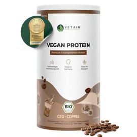 Vetain Vegan Protein Iced Coffee - Organic Vegan Protein Powder - Best Compatible, Naturally Delicious - Protein without Sweeteners, Allergens - 600 g