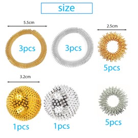 Set of 4 Magnetic Massage Balls with 10 Massage Rings and 6 Massage Bracelets, Skills, Borderline, Skills, Panic Attacks, Acupressure Rings, Skills Set, Skill Ball, Hedgehog Ball Hard