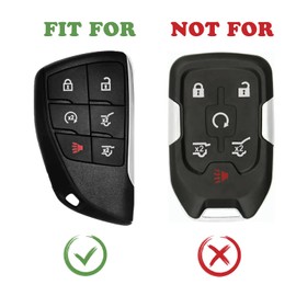 TANDRIVE Key Fob Cover for 2026 2025-2021 Chevy Tahoe Suburban GMC Yukon, 6 Button, Silicone, 2-Pack, Red Button, Black