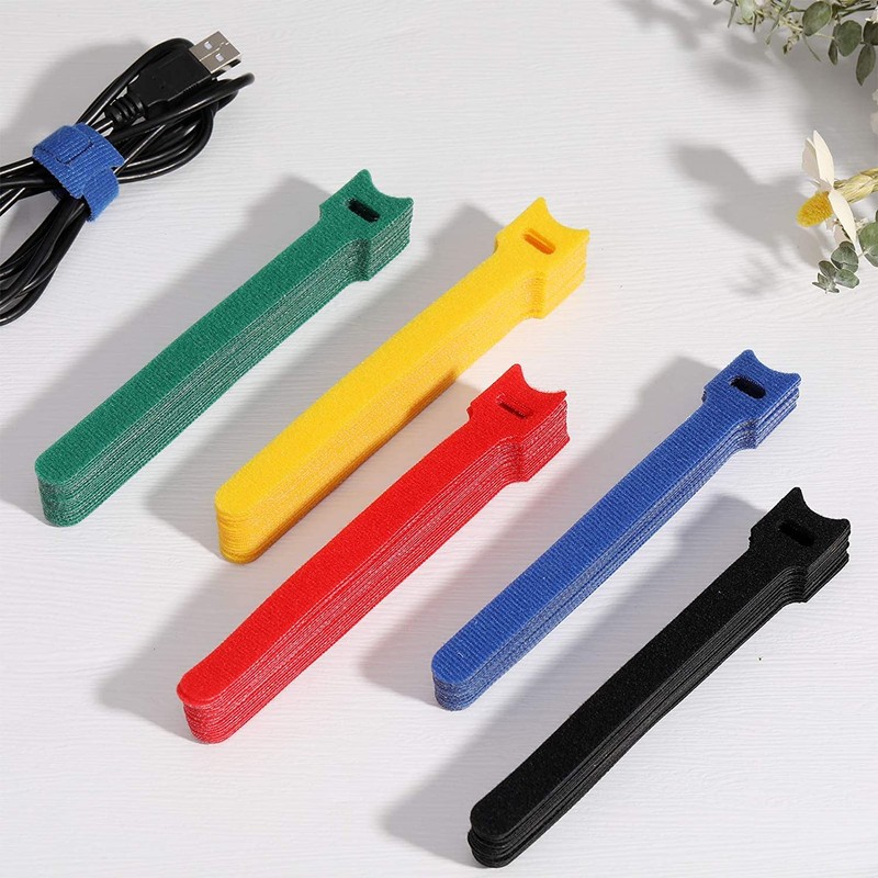 30PCS Adjustable Reusable Cable Ties Straps 12mmx150mm Hook and Loop