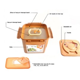 E-Jen Premium Kimchi, Sauerkraut Container Probiotic Fermentation with Inner Vacuum Lid (Earthenware Brown, 3 gal/ 11.5L)