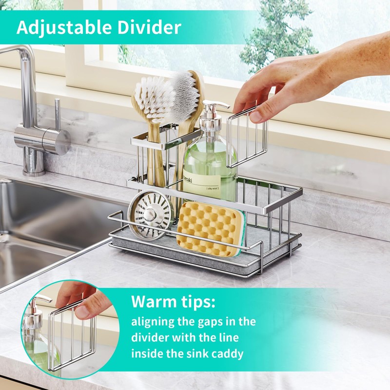 HapiRm Sink Caddy Sponge Holder - Kitchen Sink Organizer with