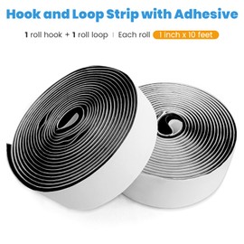 Matenf Hook and Loop Strips with Adhesive, 1 Inch x 10 Feet, Excellent Grip, Strong Sticky Back, Heavy Duty, Mounting Tape, Double Side Tape for Fixing and Hanging, Home School and Office Use