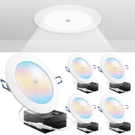 Sunco Motion Sensor Recessed Light 6 Inch LED, Slim Downlight with Junction Box, 1000 Lumens, Selectable CCT 2700K/3000K/4000K/5000K/6000K,14W UL/ETL 4 Pack