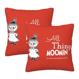 HTSW Cushion Cover 45x45cm Set of 2 Moomin Little My Simple Zabuton Cover Comfortable Sofa Back Pillow Case Car Chair Body Pillow Cover Interior Decoration