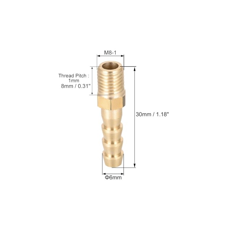sourcing map Brass Connector Eric Plug with Barbed Hose Nozzle