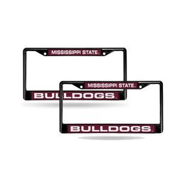 Mississippi State Bulldogs Black Metal Laser License Plate Frame - Set of 2 Frames