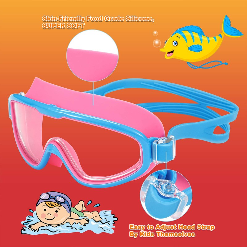 Funní Día Children Swimming Goggles, No Leaking Anti-Fog Panoramic Clear