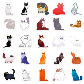 50 Pcs of Cute Kawaii Japanese Cat Stickers - Adorable Cartoon Decals for Teen Birthday Party | Personalizing Skateboard,Bicycle,Notebooks,Stationery,Laptop,Water Bottles