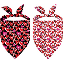 Heart Dog Bandana Reversible Triangle Bibs Scarf Mother's Day Bandanas for Medium Large Dogs