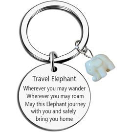 Travelling Gifts,Travel Presents,Travel Elephant Keychain, Cute Elephant Keychain Keyring Pendants Good Luck Charm for Women Men - Elephants Key Rings Gift for Her Sister BFF Best Friends