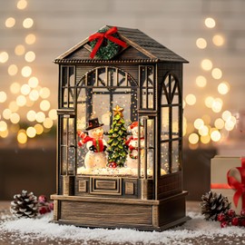 Christmas Snow Globe, Lighted Snowman Christmas Tree Scene, Musical Snow Water Lantern Swirling Glittering Holiday Decoration and Gift for Family Children or Friends