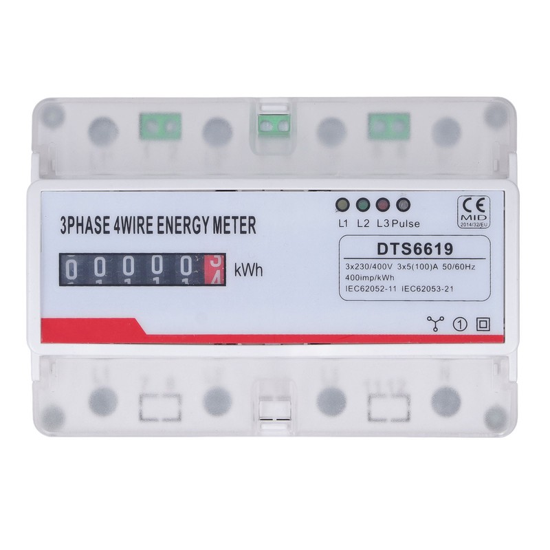 Power Consumption Meter 3 Phase 4 Wires 35mm Rail Mounting
