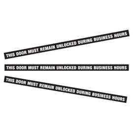 x3 Business Door Sign: This Door Must Remain Unlocked During Business Hours - Premium Vinyl 1.5" x 28" Strong Adhesive Decal Commercial Exit Safety Compliance Easy To Read